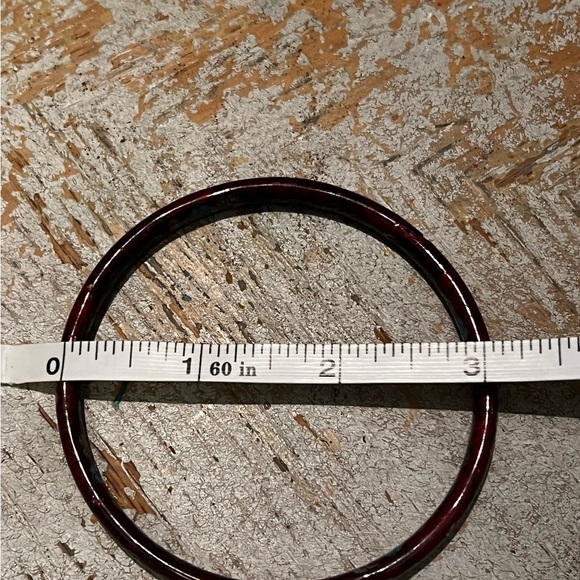 Elegant Red Cloisonné Floral Bangle Enamel Vintage Bracelet - Picture 6 of 7